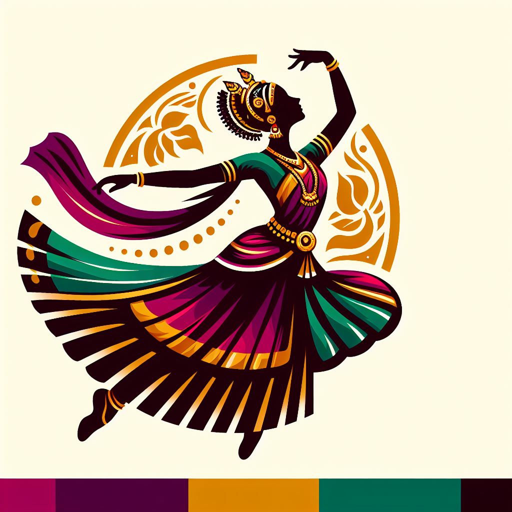 Bharatanatyam Dance Logo: Traditional Indian Dancer Silhouette