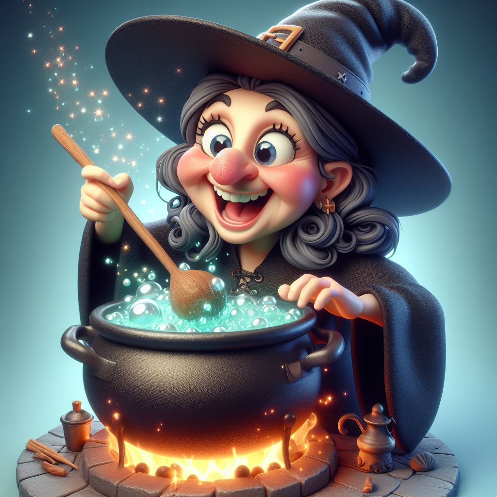 Crooked Nose Witch: 3D Caricature with Tooth Smile - Download Now