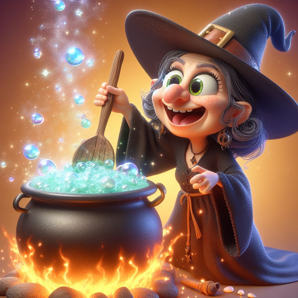 Witch's Potion: 3D Caricature with Magical Sparkles - Free Download