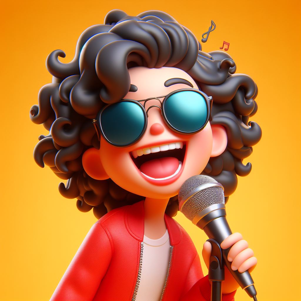 Musical Marvel: 3D Cartoon Woman Shines in Red Jacket and Sunglasses