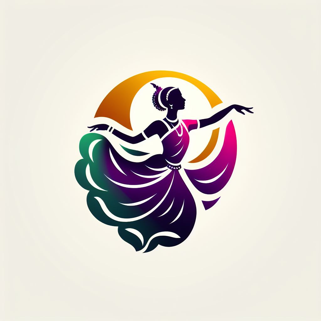 Indian Dance Logo Design with Bharatanatyam Pose Silhouette