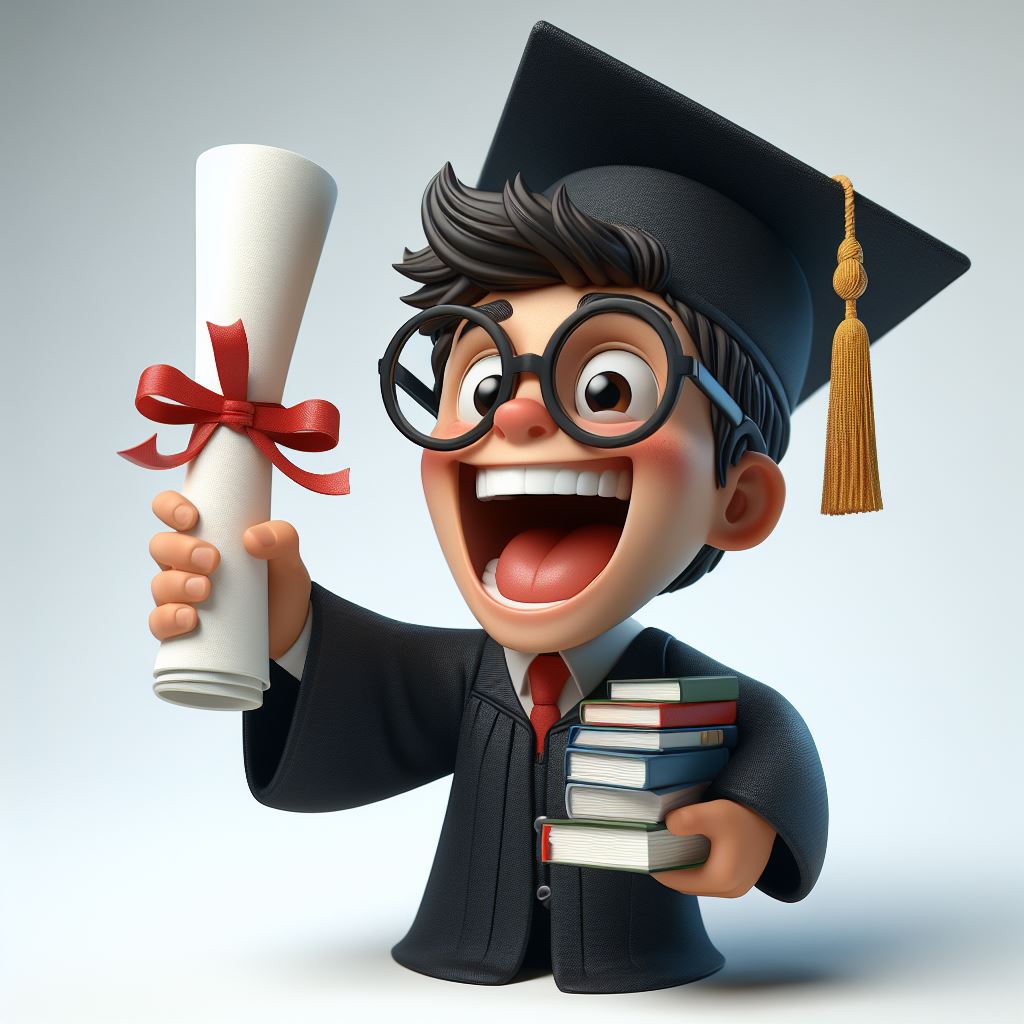 Graduate Pride: Humorous 3D Caricature with Cap and Gown