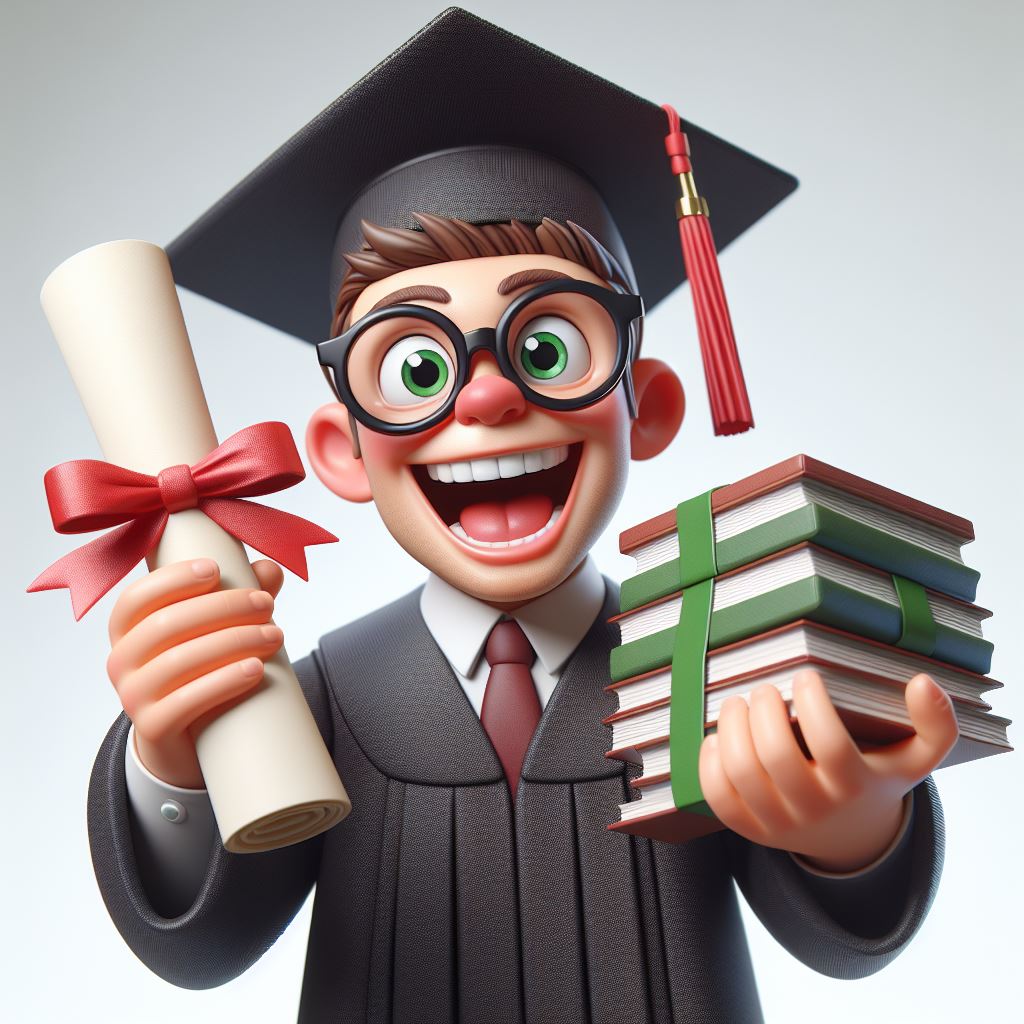 Humorous Graduation Portrait: 3D Caricature with Diploma