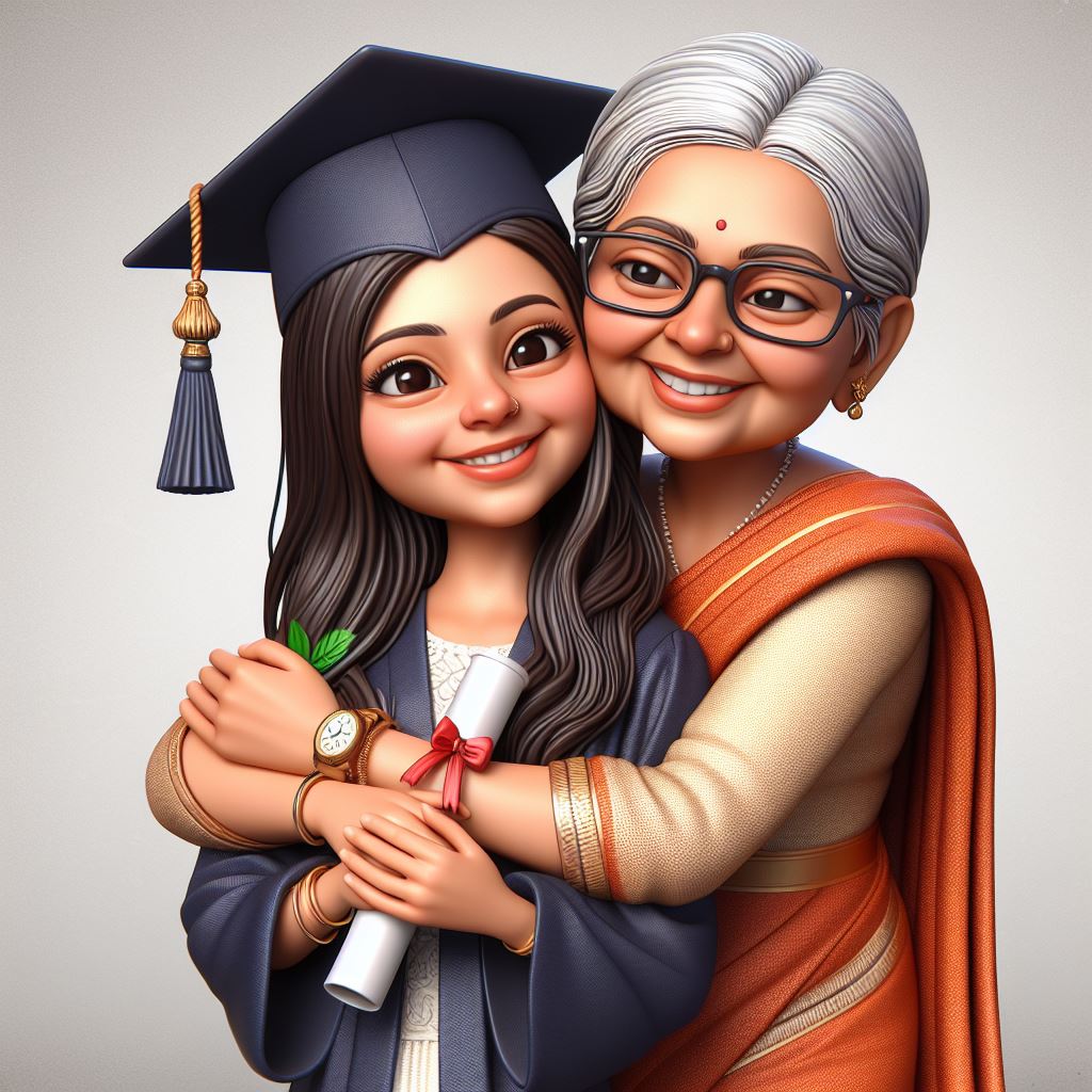 Download Now: Indian Mother and Daughter Graduation Celebration