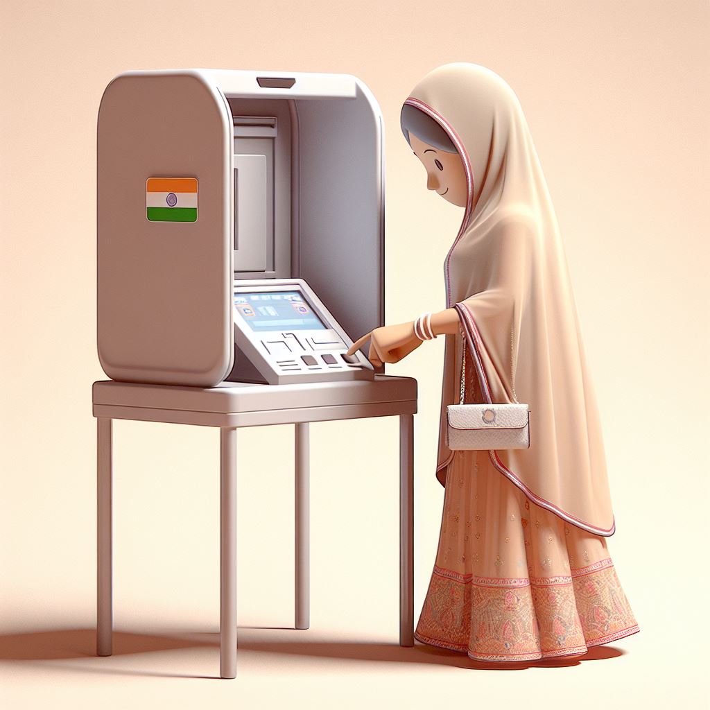 Indian Woman Casting Vote - 3D Caricature Illustration