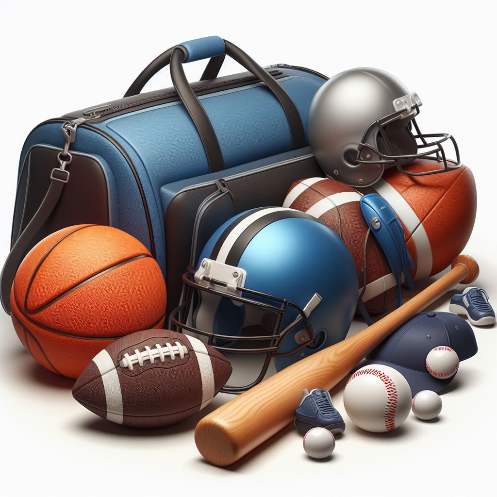 Free Download: Duffle Bag and Sports Equipment Illustration