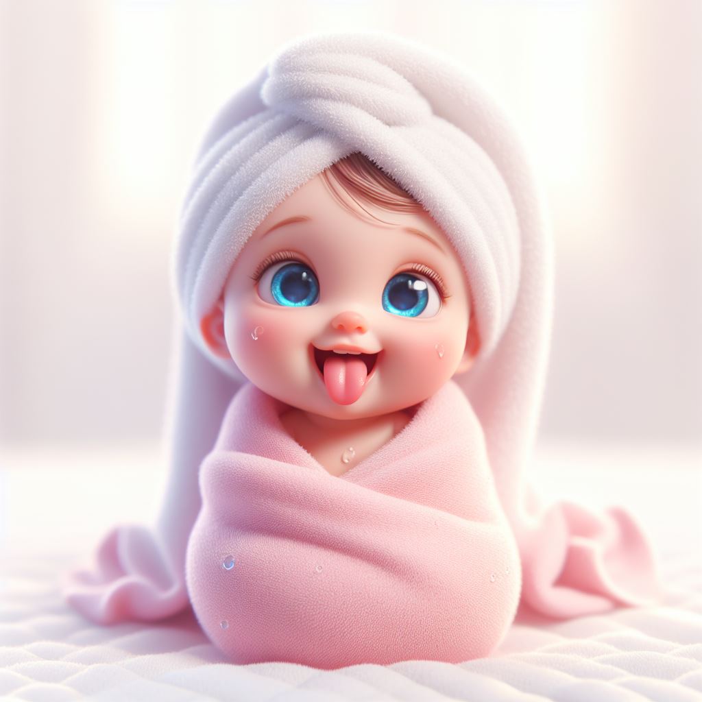 Free Digital Art: Baby Sticking Out Tongue 3D Wallpaper