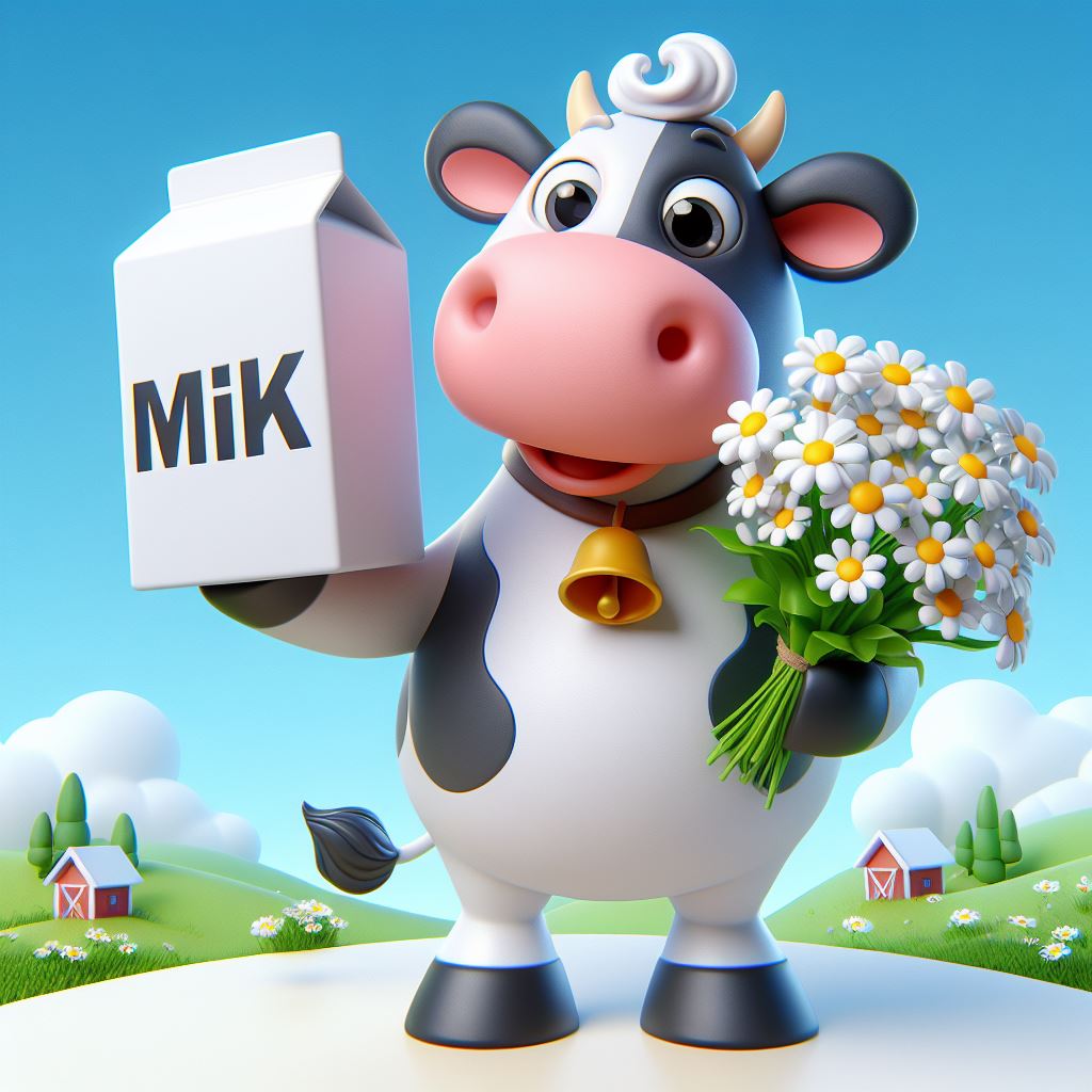 Free Download: Wide-Aspect Ratio Cow Illustration with Milk