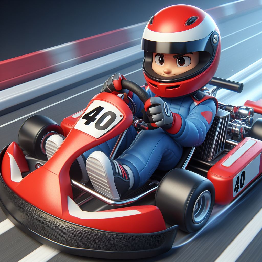 Thrilling Kart Race: 3D Cartoon Character Racing in Red Go-Kart