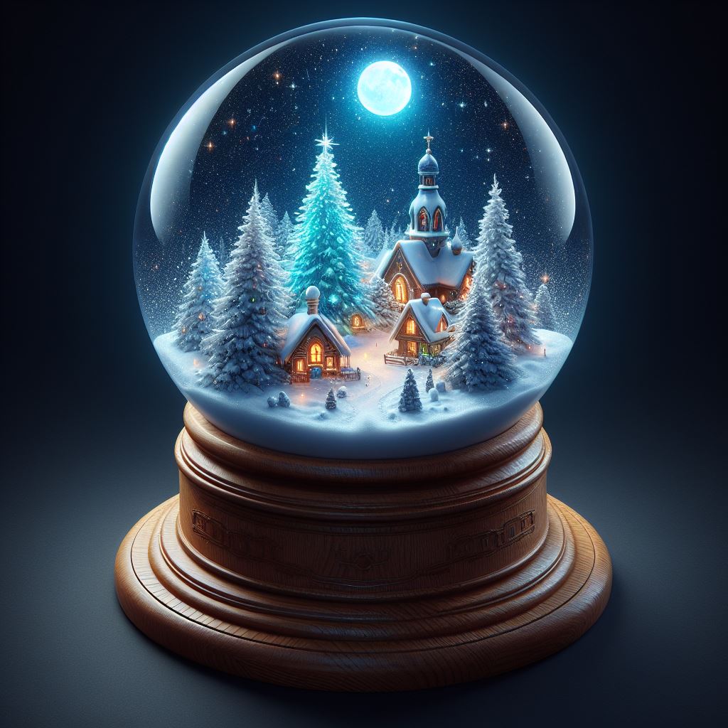 Free Download: Detailed Snow Globe With Winter Village Scene 