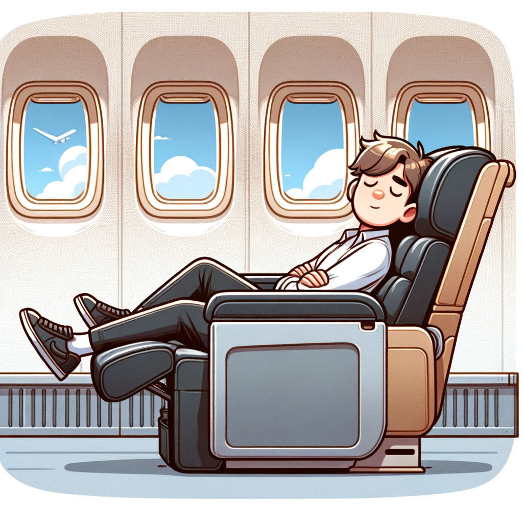 Free Download: Businessman Sleeping Comfortably in Airplane Seat