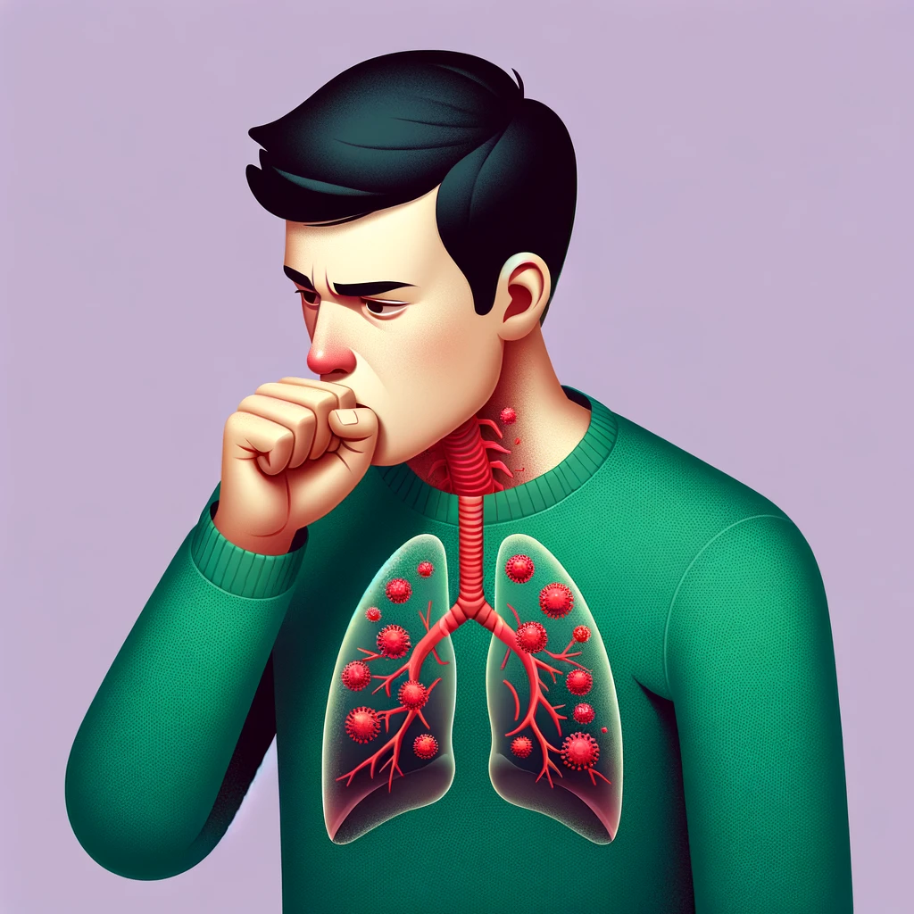 Free Download: Digital Illustration of Man Coughing with Virus Particles