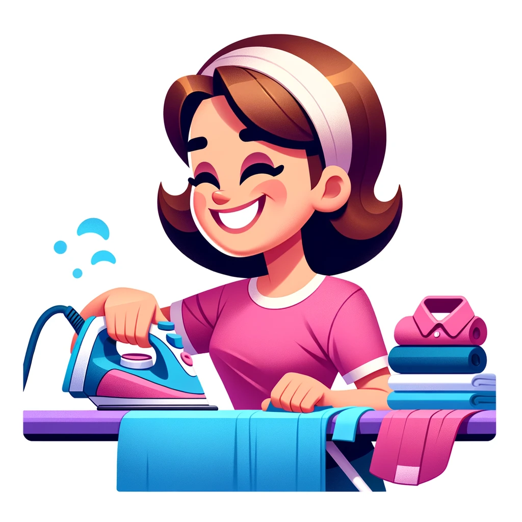 Free Download: Digital Illustration of Cheerful Woman Ironing Clothes