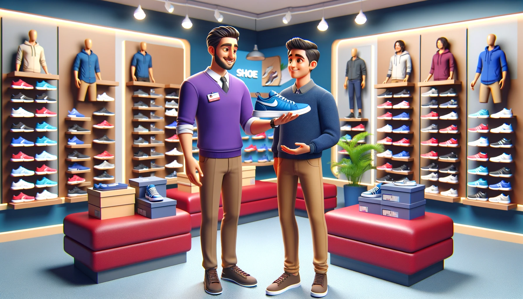 Free Download: 3D Shoe Store Scene with Customer Interaction