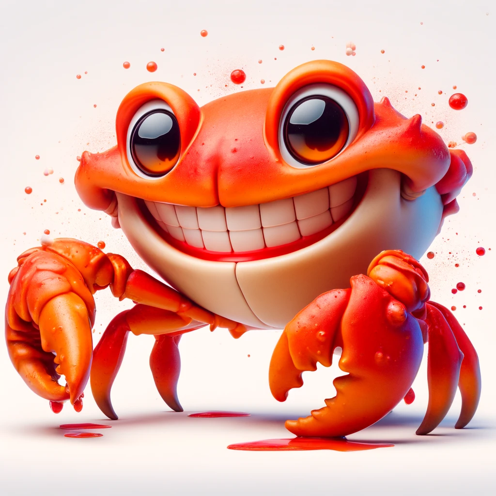 Download Now: Colorful Crab Caricature, 3D Design with Exaggerated Features