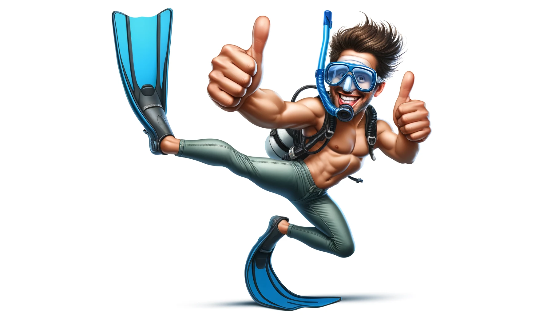 Free Download: Scuba Diving Caricature with Thumbs-Up