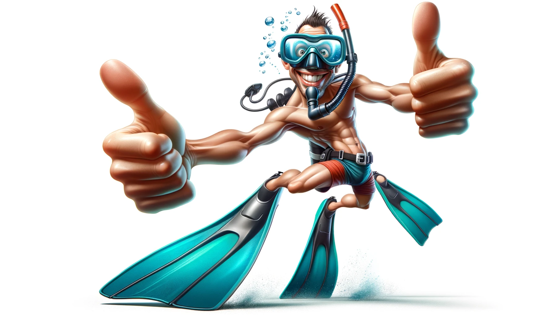 Free Download: Dynamic Diving Caricature with Scuba Gear