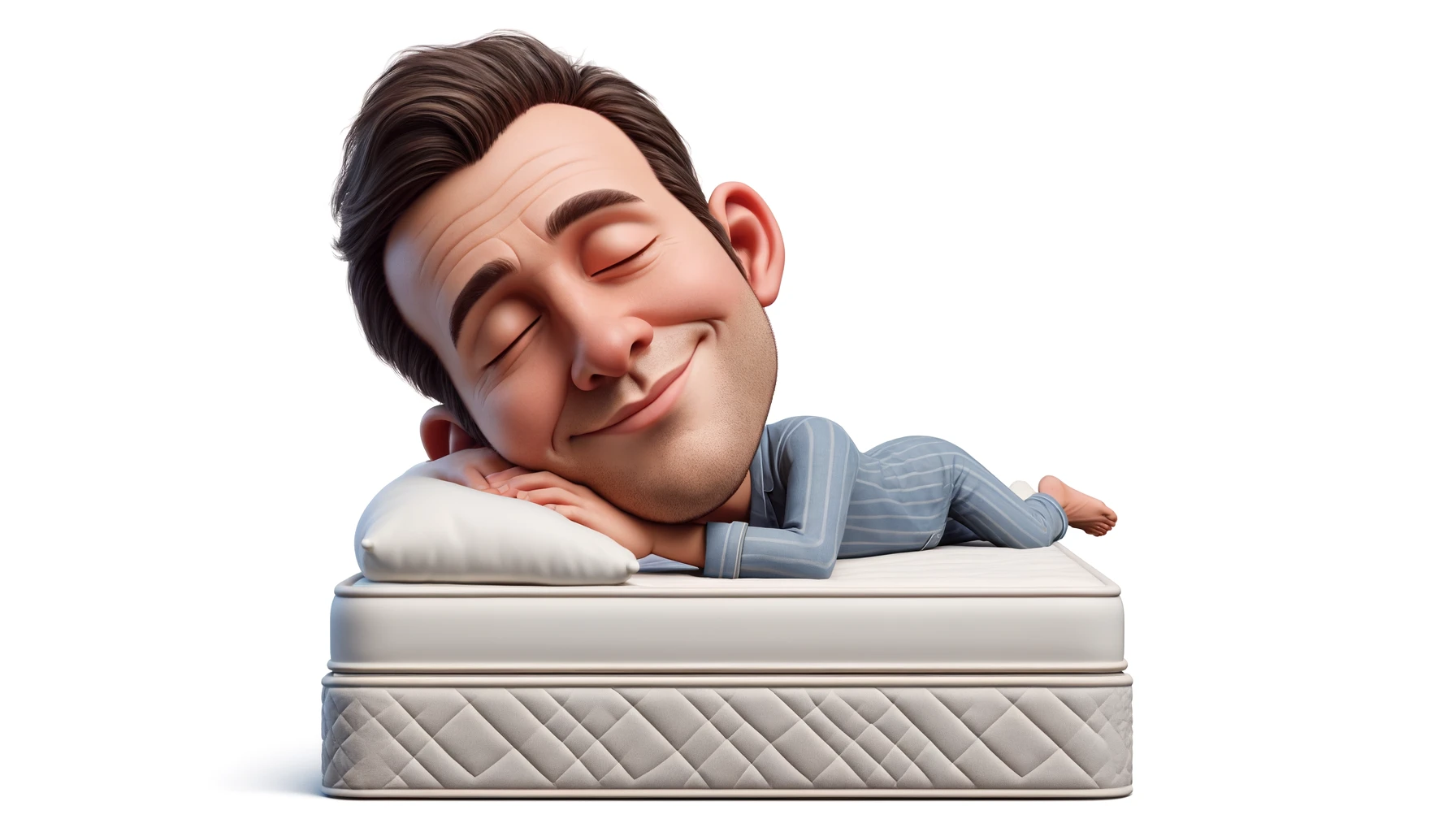 3D Caricature Creation: Man in Comfortable Pajamas Asleep