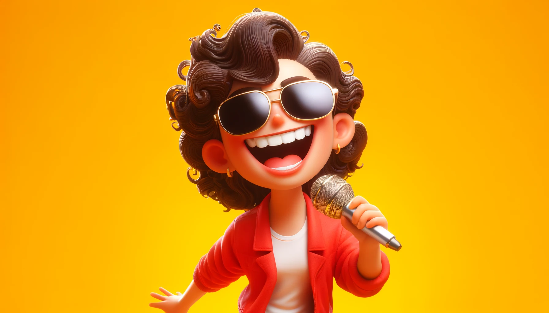 Mic Mastery: 3D Cartoon Woman Stuns with Her Energetic Performance