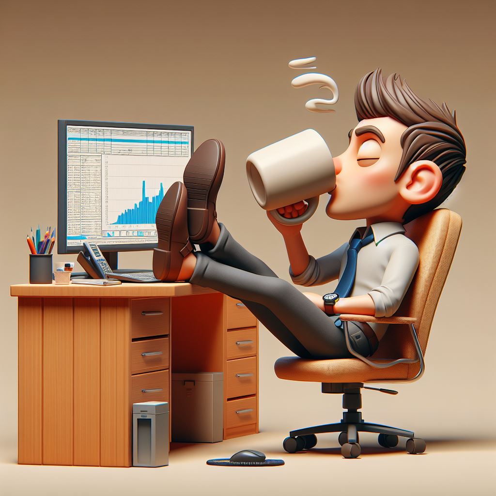 Download Now: Laid-Back Desk Worker 3D Caricature, Freebie Fun