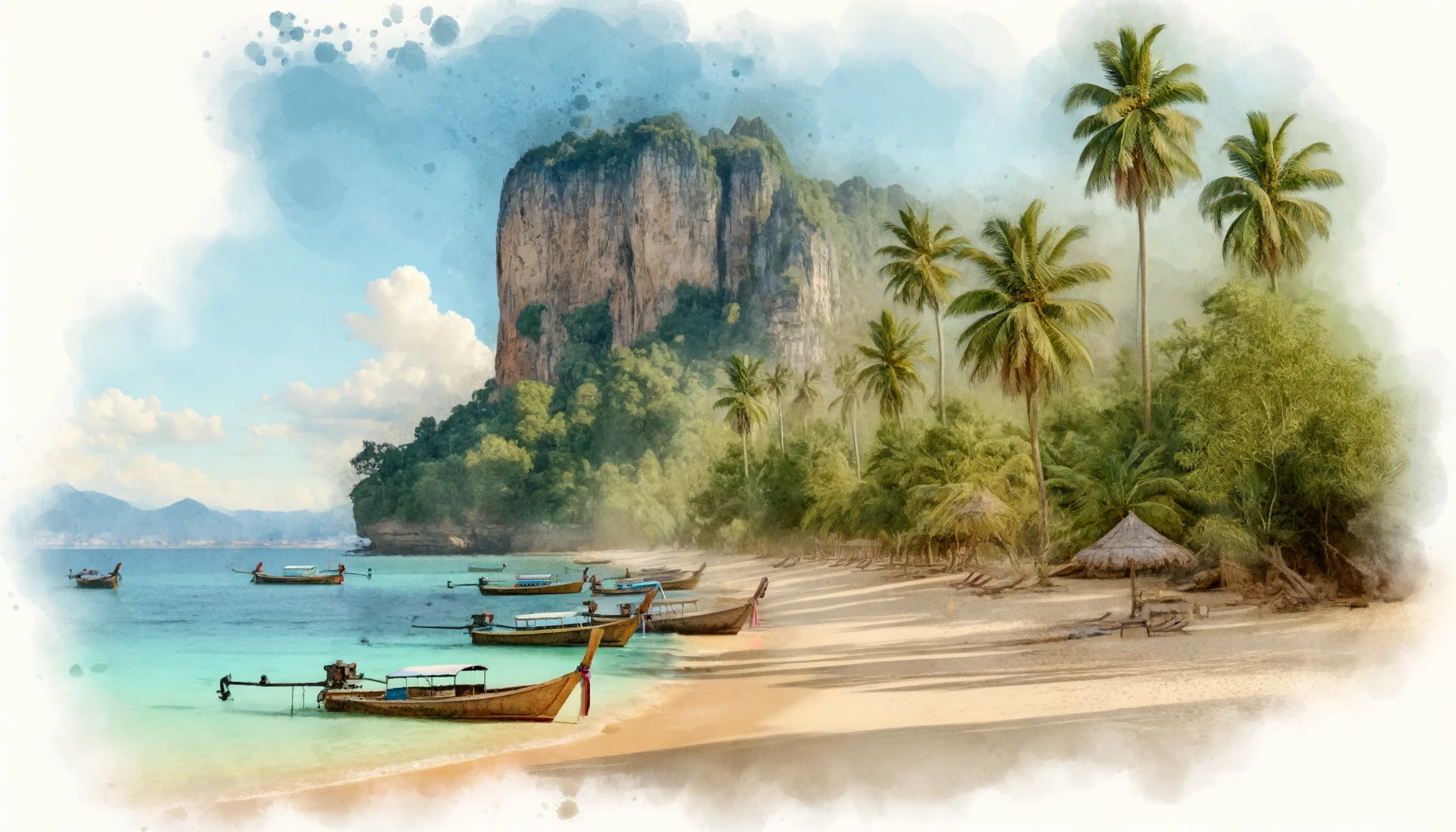 Download Now: Watercolor Painting of Tonsai Beach, Phi Phi Island