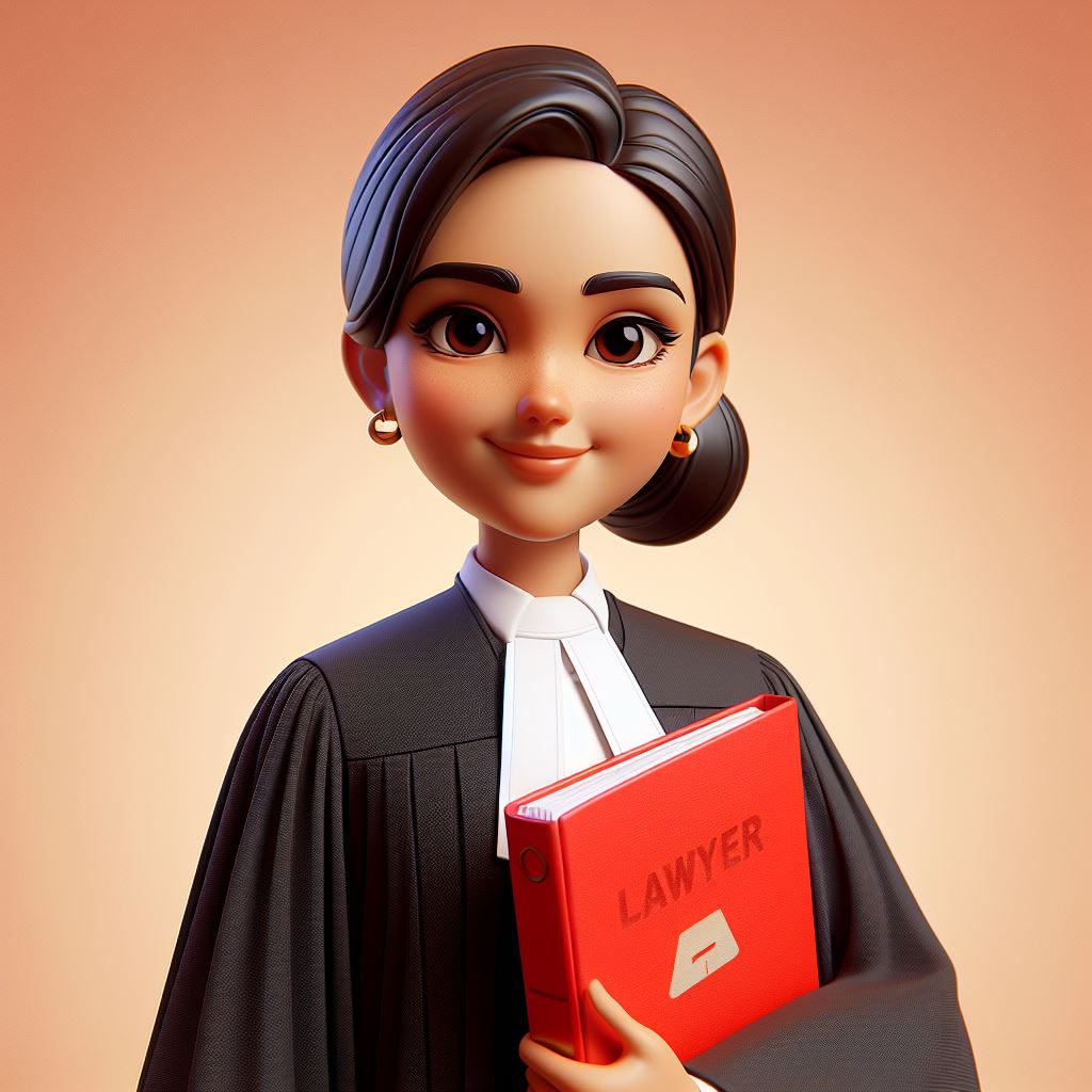 3D Caricature of Indian Female Lawyer with Court Building