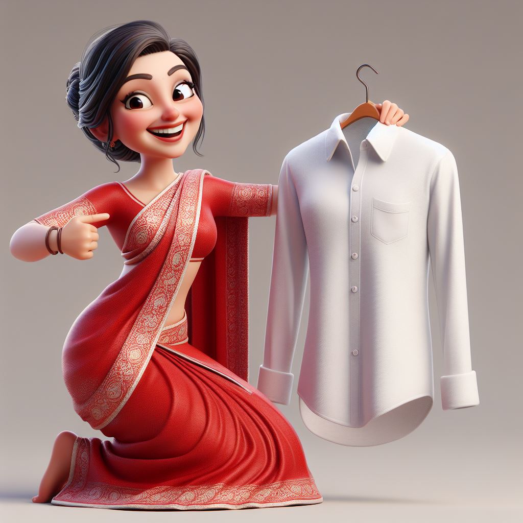 Free Download: Humorous 3D Caricature of Indian Woman with White Shirt