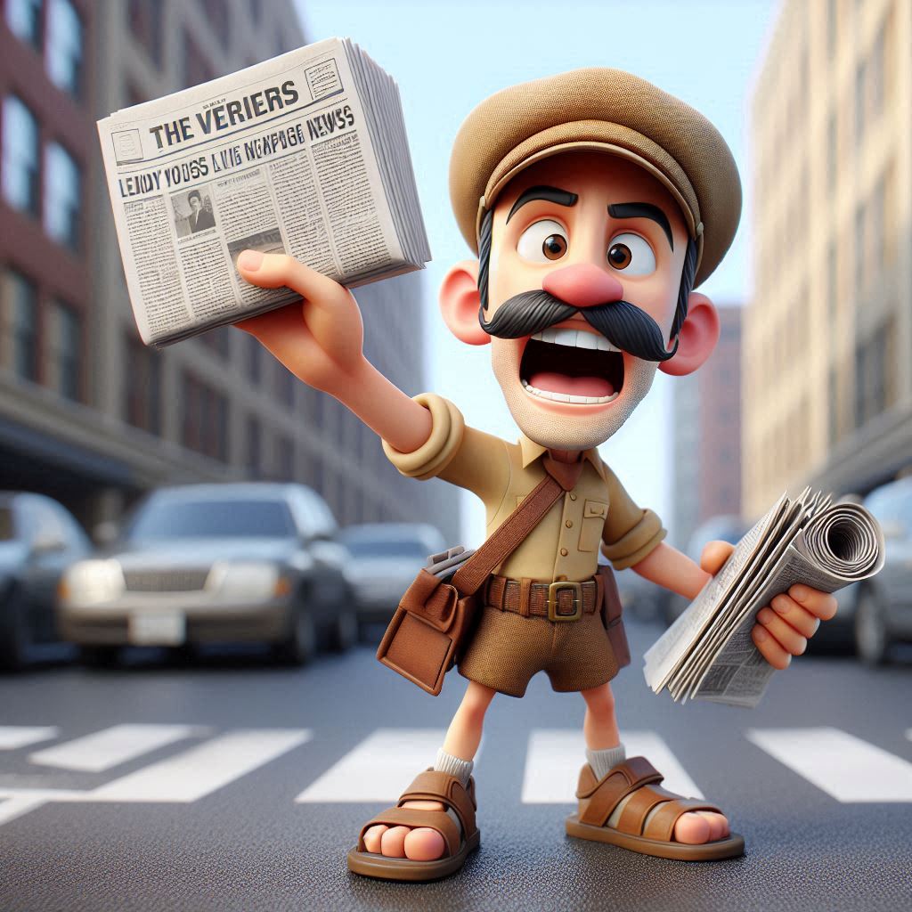 Free AI Caricature Generator: Create a 3D Rendering of a Newspaper Vendor