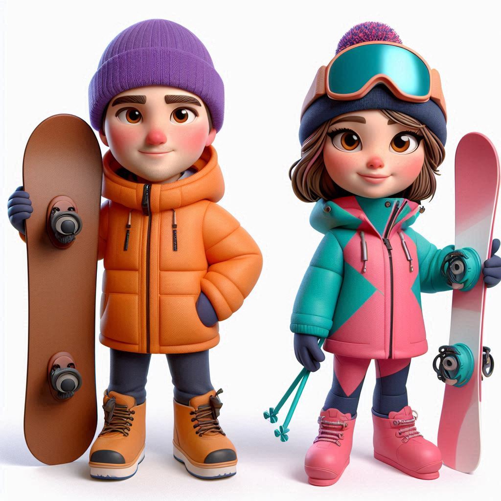 Free AI Prompt: Create 3D Caricature of Young Man and Woman in Ski Gear