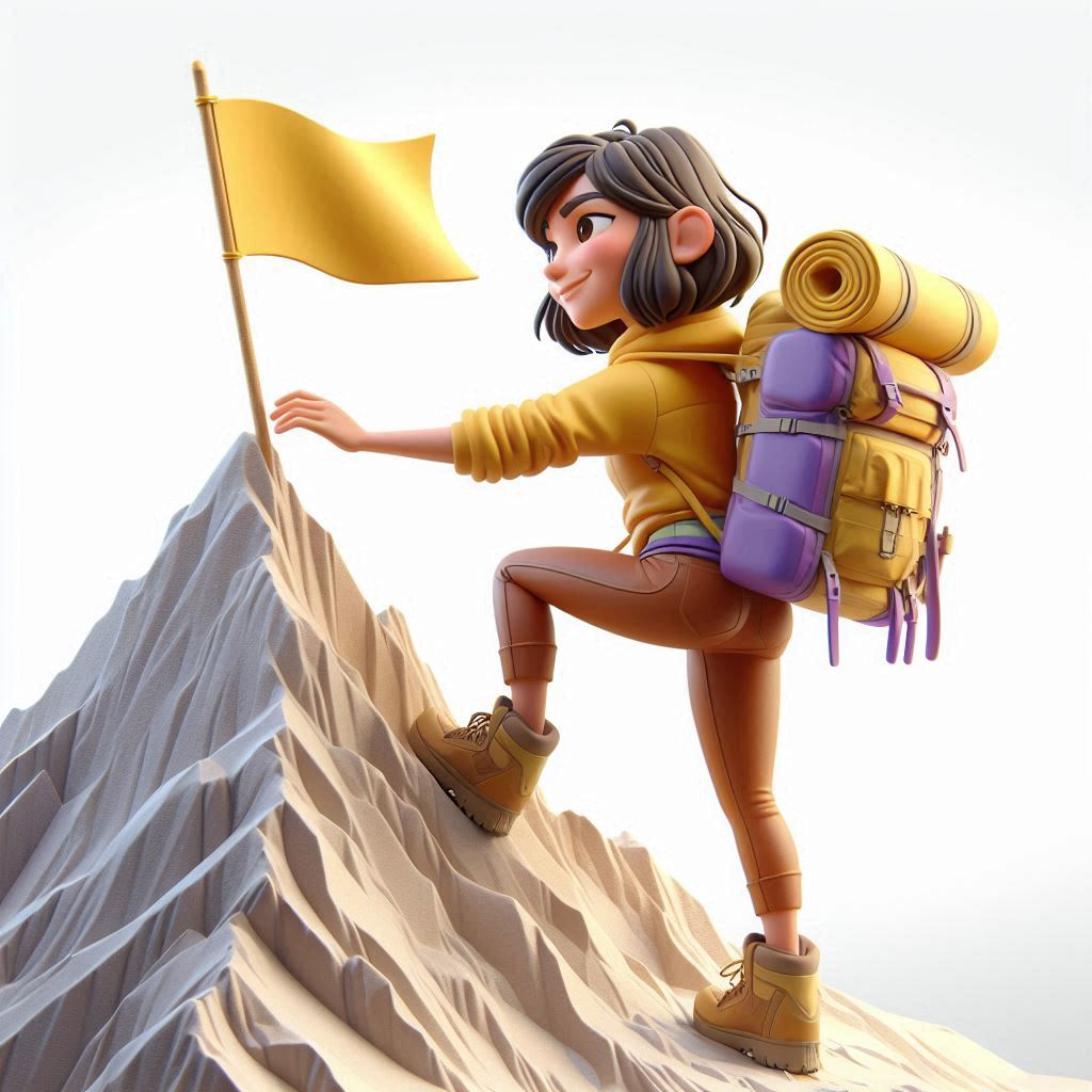 Free AI Prompt: Create 3D Animation of Female Hiker Achievement