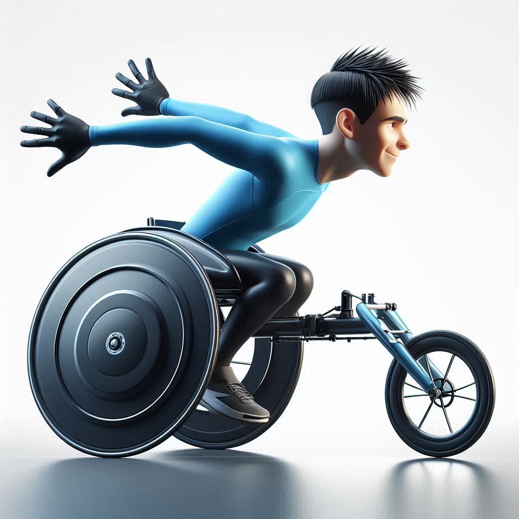 3D illustration of athlete in racing wheelchair