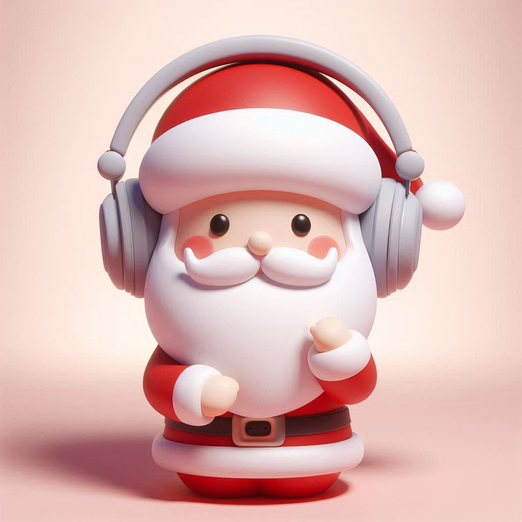 Free AI Prompt for 3D Render: Santa Claus in Headphones