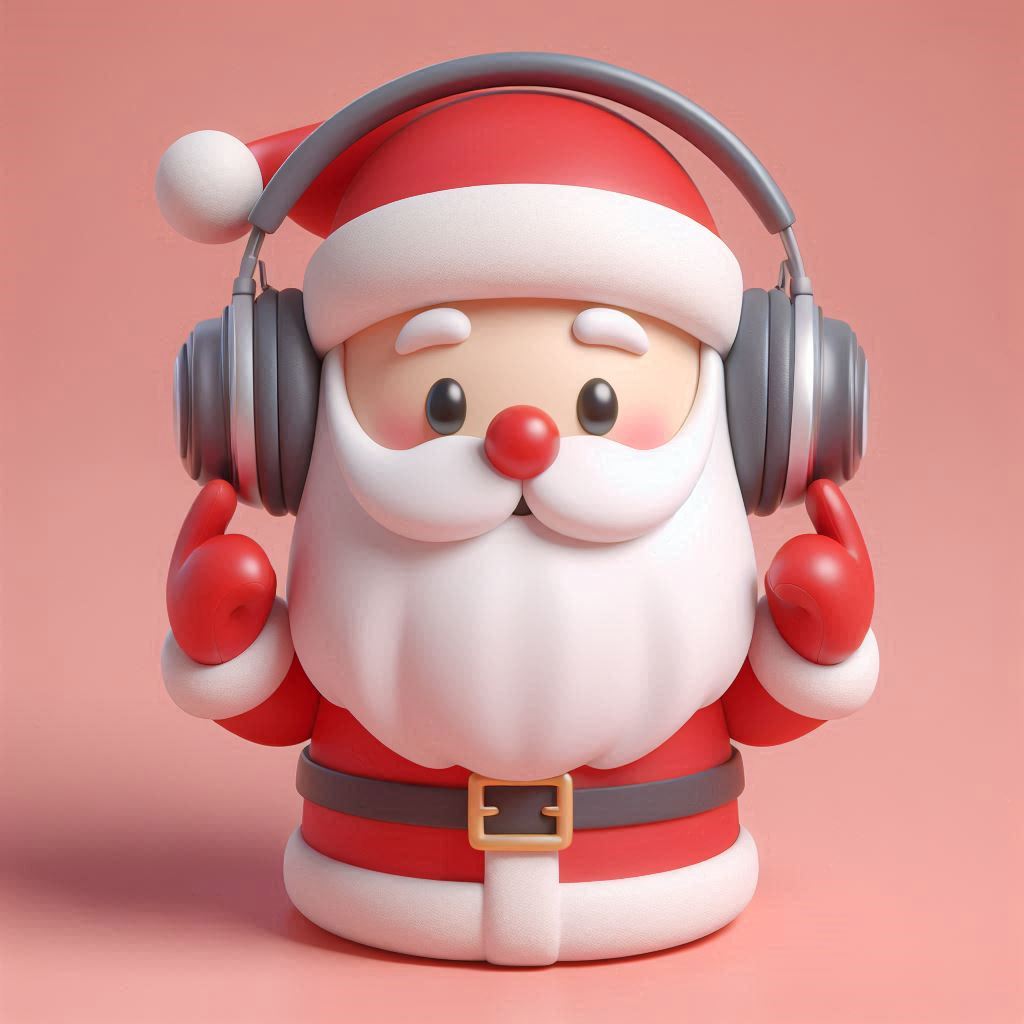 Free AI Prompt: Design 3D Render of Santa Claus Wearing Headphones