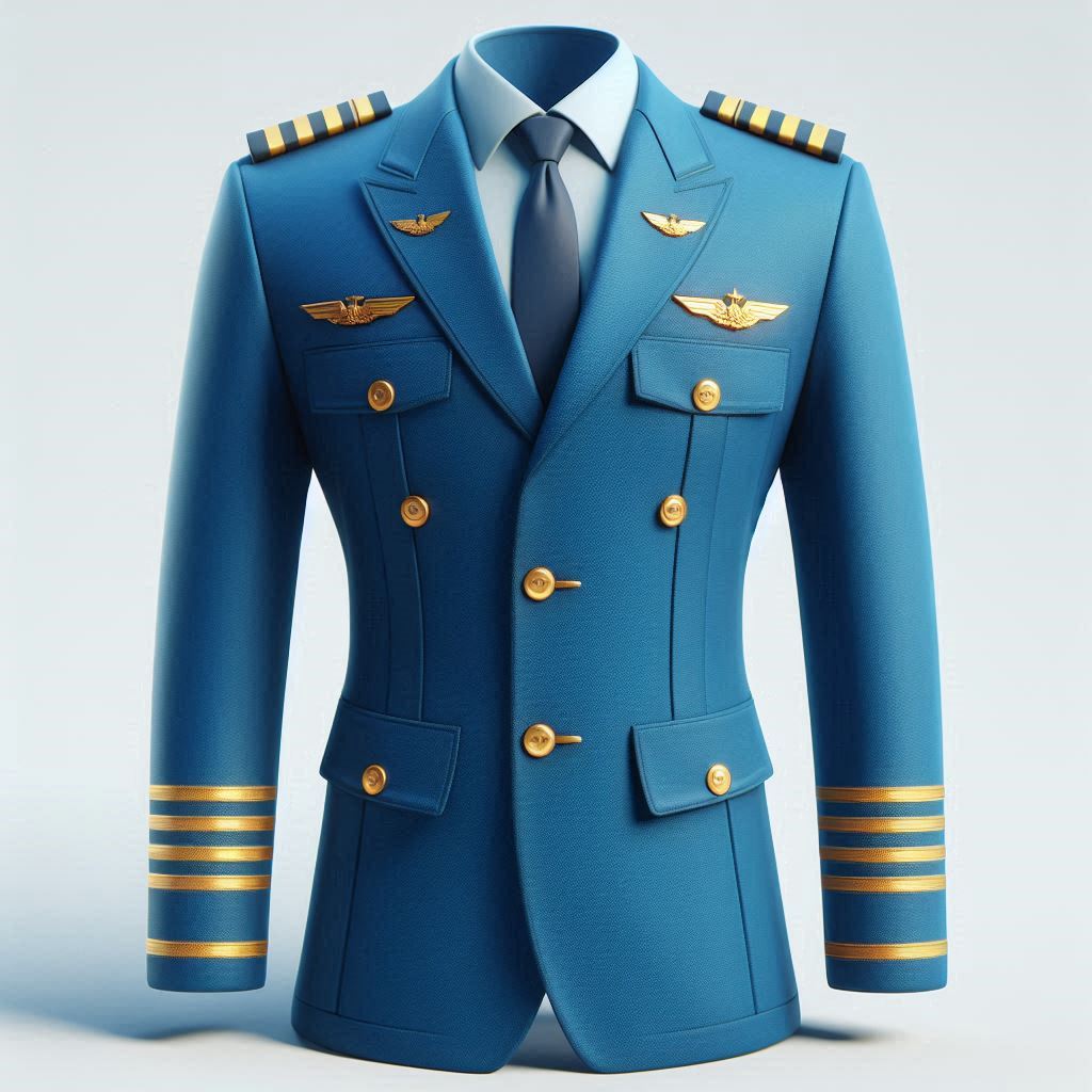 Pilot uniform jacket with gold accents - 3D rendered image