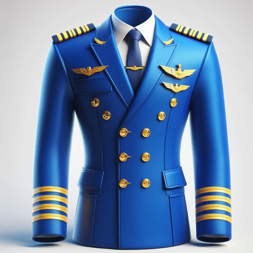 Commercial airline pilot uniform with gold stripes - 3D render