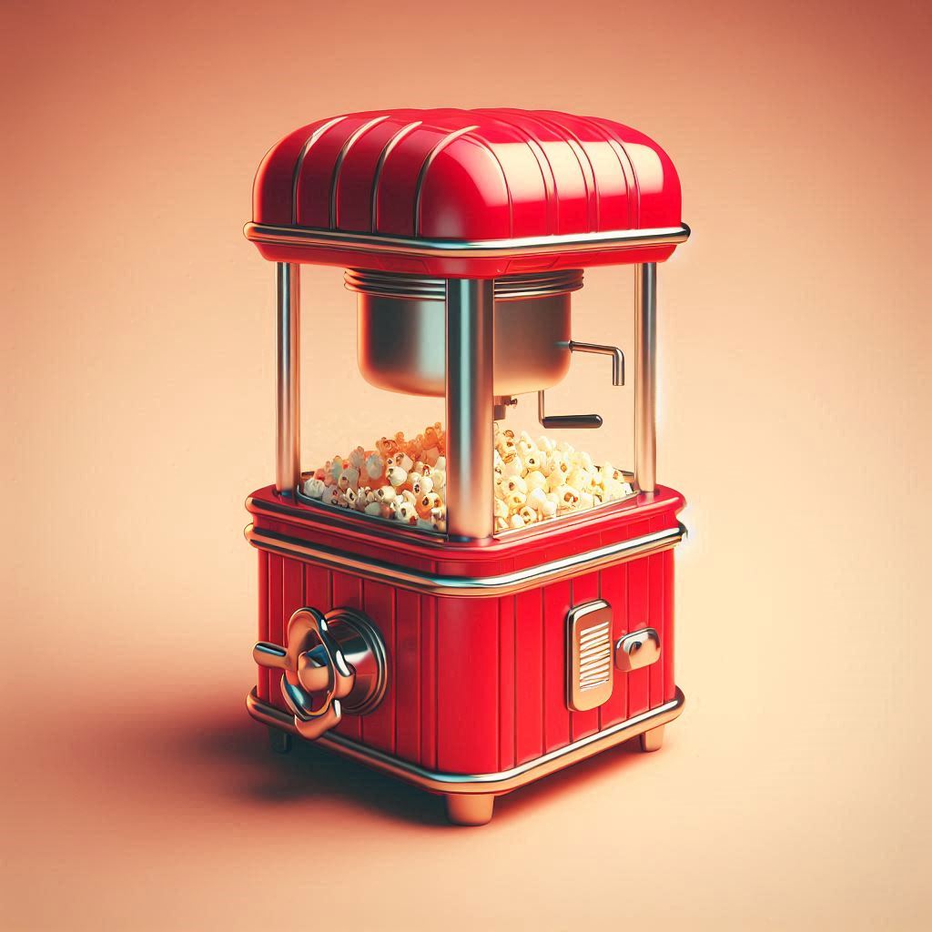 Red popcorn machine with glass popping chamber - 3D illustration