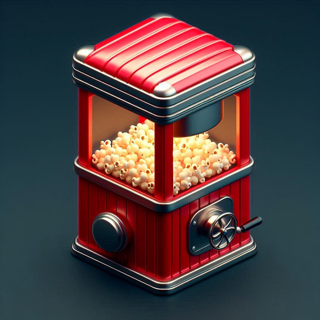 3D illustration of popcorn machine for movie theaters