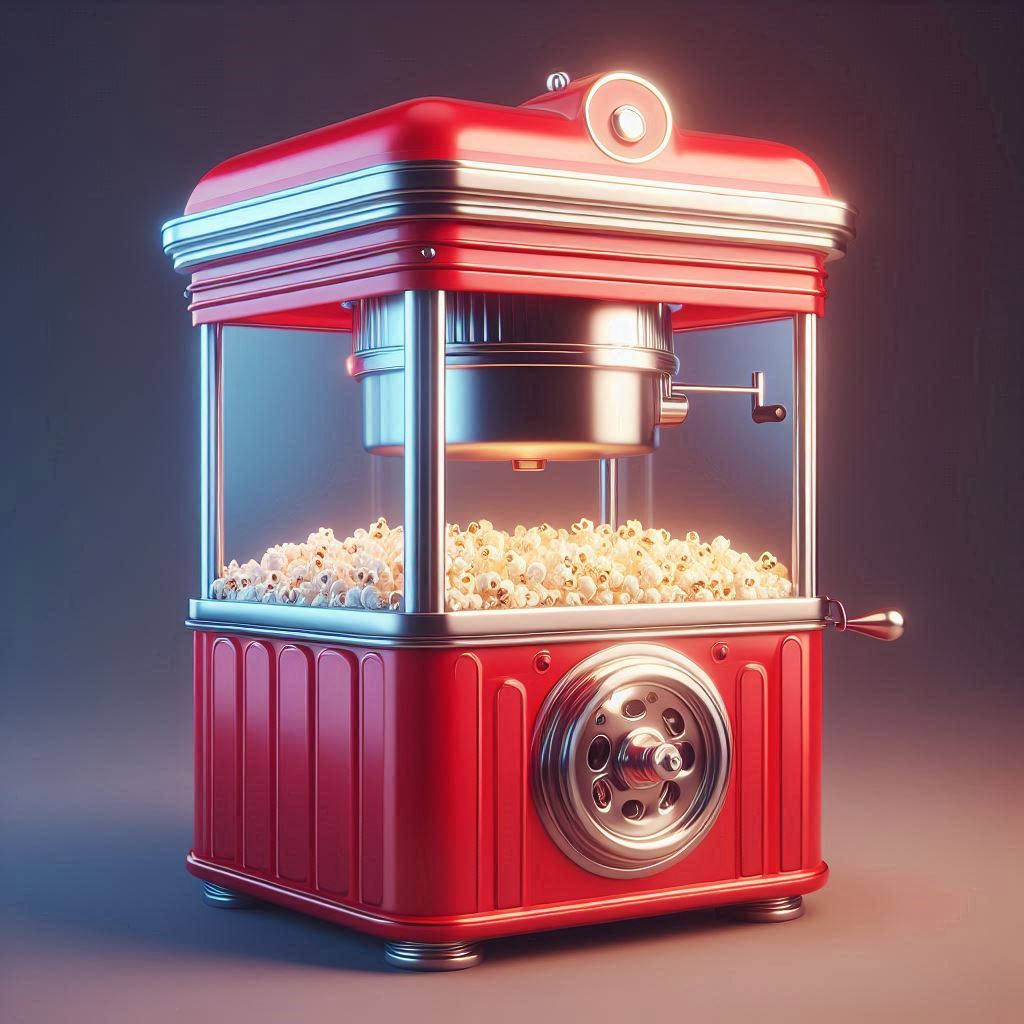 3D illustration of popcorn machine suitable for carnivals