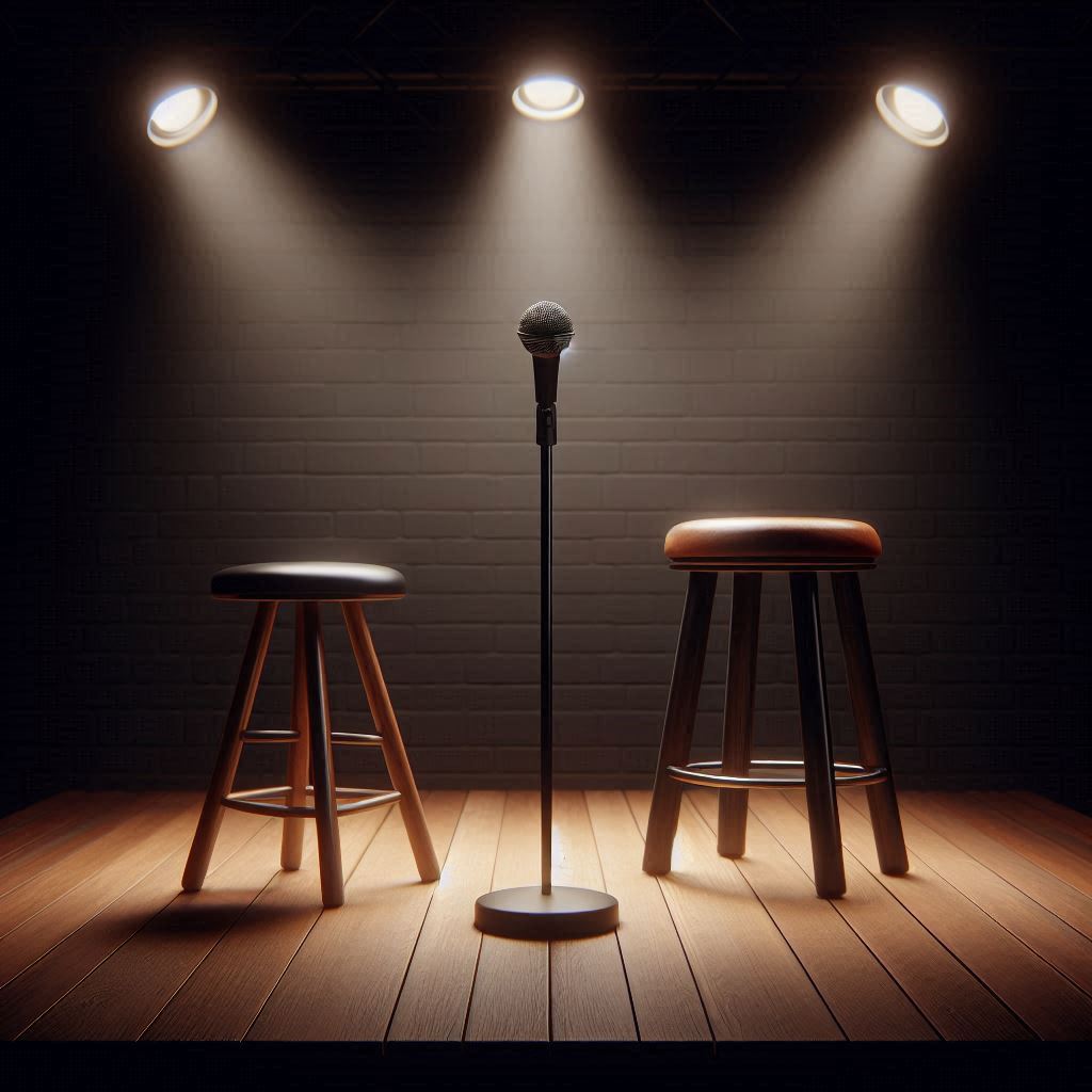 Modern Microphone on Comedy Club Stage: Intimate Setting