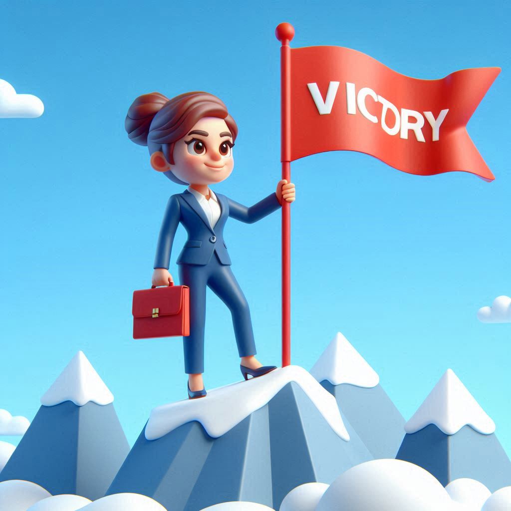 Free AI Prompt: 3D Animated Businesswoman with Victory Flag